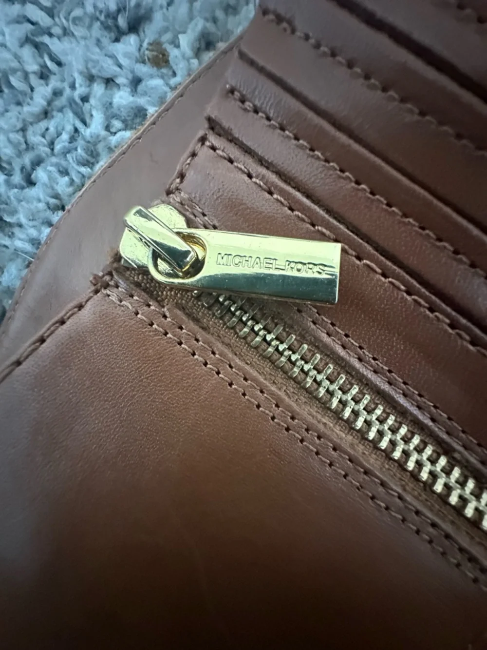 Michael Kors Brown Leather Riding Boots with Gold MK Emblem - Picture 3 of 10